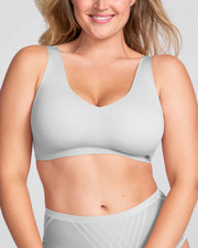 New  64 Honeylove SoftForm V-neck Wireless Bra Moondust Sz M 36B/C