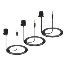 Lavalier Lapel Microphone, Straight Stereo 3-Pole, Unidirectional Mic Pack of 3