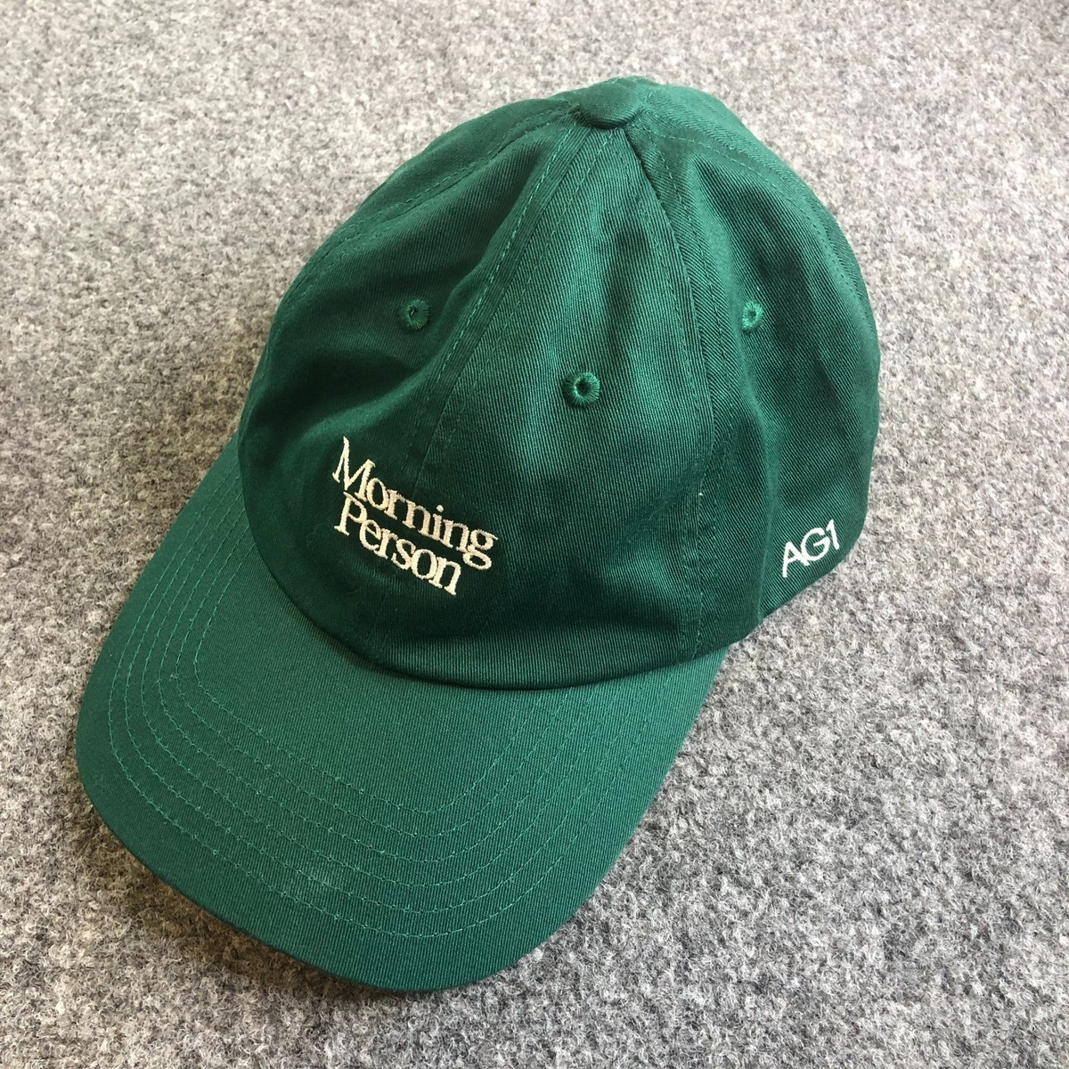 AG1 Hat Cap Strap Back Unisex One Size Green Cotton Morning Person