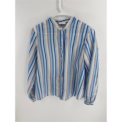 Marella Striped Button-Down Blouse - Size 46