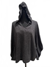 Aerie Medium Charcoal Gray Hooded Poncho Sweater