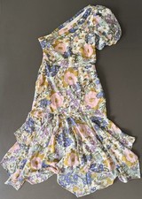 ASTR The Label Santorini Floral One Shoulder Midi Dress Size M Wedding Guest