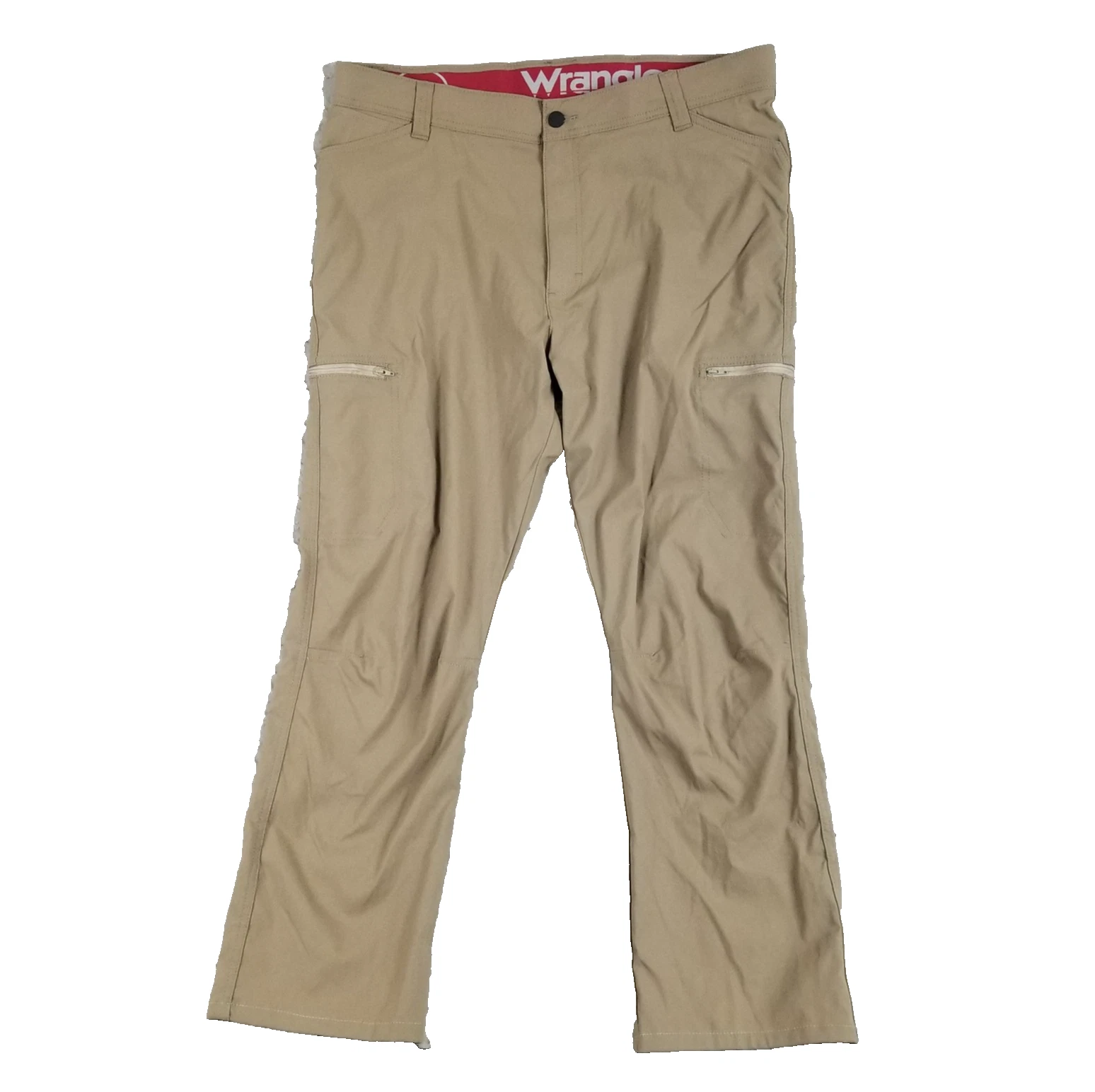 Wrangler Pants Mens 38x30 Khaki Nylon Stretch Outdoor Cargo Zip Pockets Hiking