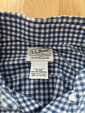 L.L. Bean Men's Traditional Fit Blue Check Long Sleeve Button-Down Shirt Size M