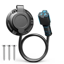 20A 125V AC Port Plug,12AWG Heavy-Duty RV Shore Power Inlet Socket with 5-in-1