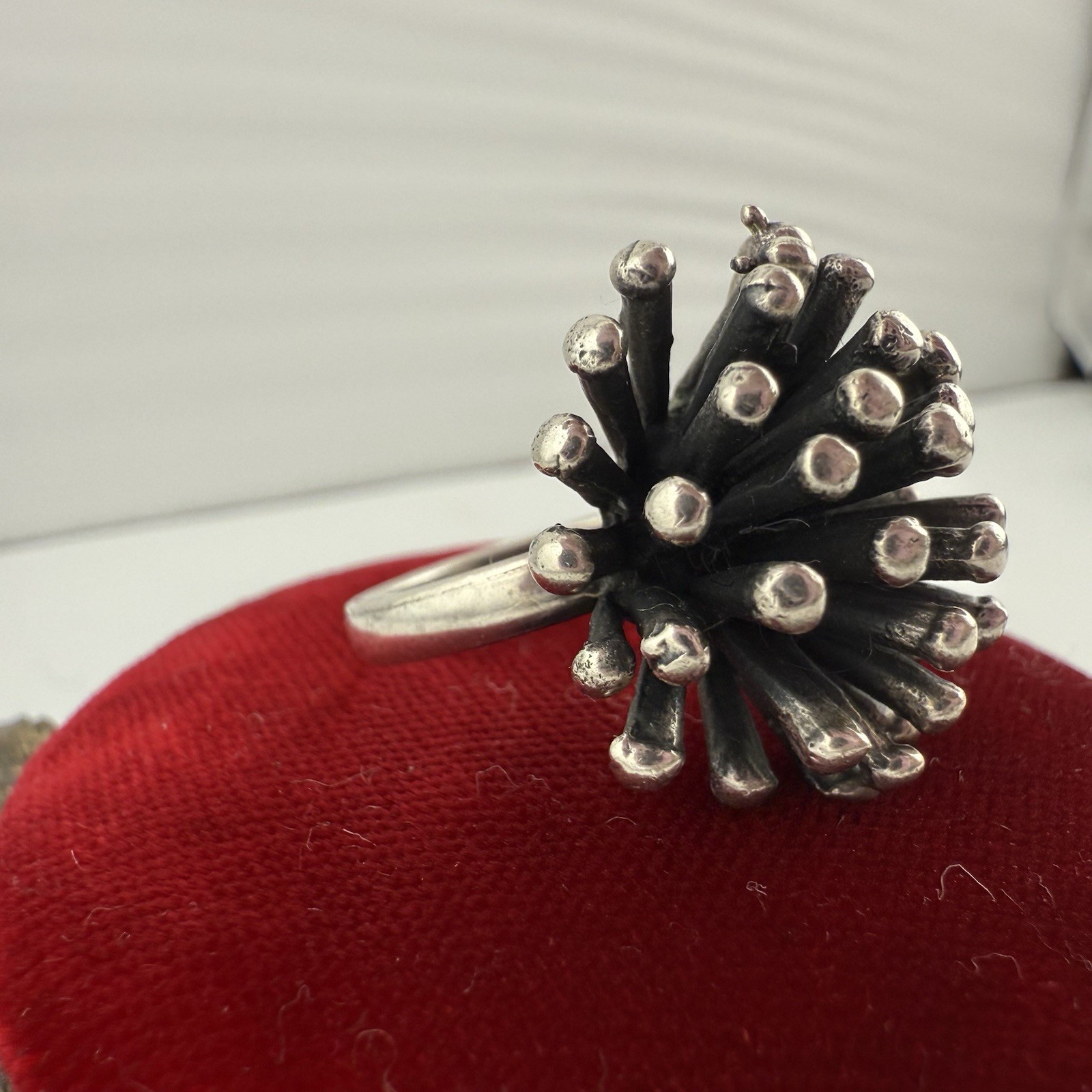 Vintage Mexican 925 Sterling Silver Sputnik Ring Sz 7.75 Modernist Taxco