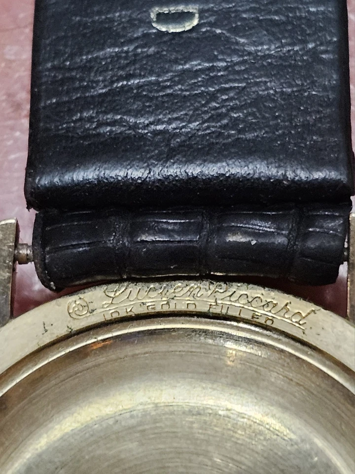 Antiguo reloj Lucien Piccard hecho en Suiza para hombre con tiburón marino lleno de oro de 10 k Foto 4 de 4