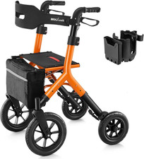 Rollator Walker with Seat, Tall Walkers for Seniors, 12" Big Rubber Wheels All T