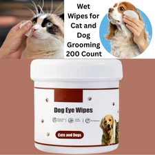 Pet Wipes for Cleaning Eye Tear Stain for Cat and Dog Grooming 200 Count