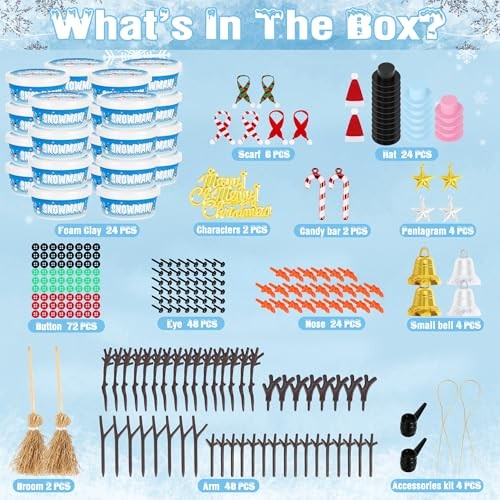 Pack Build a Snowman Kit, Snowman Kit Inspiring DIY Christmas Crafts for 24 - Picture 6 of 7