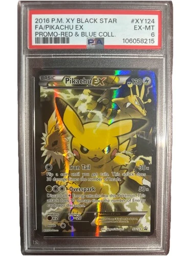2016 Pokemon XY Black Star Promo Red and Blue Collection Pikachu Ex #XY124 PSA 6