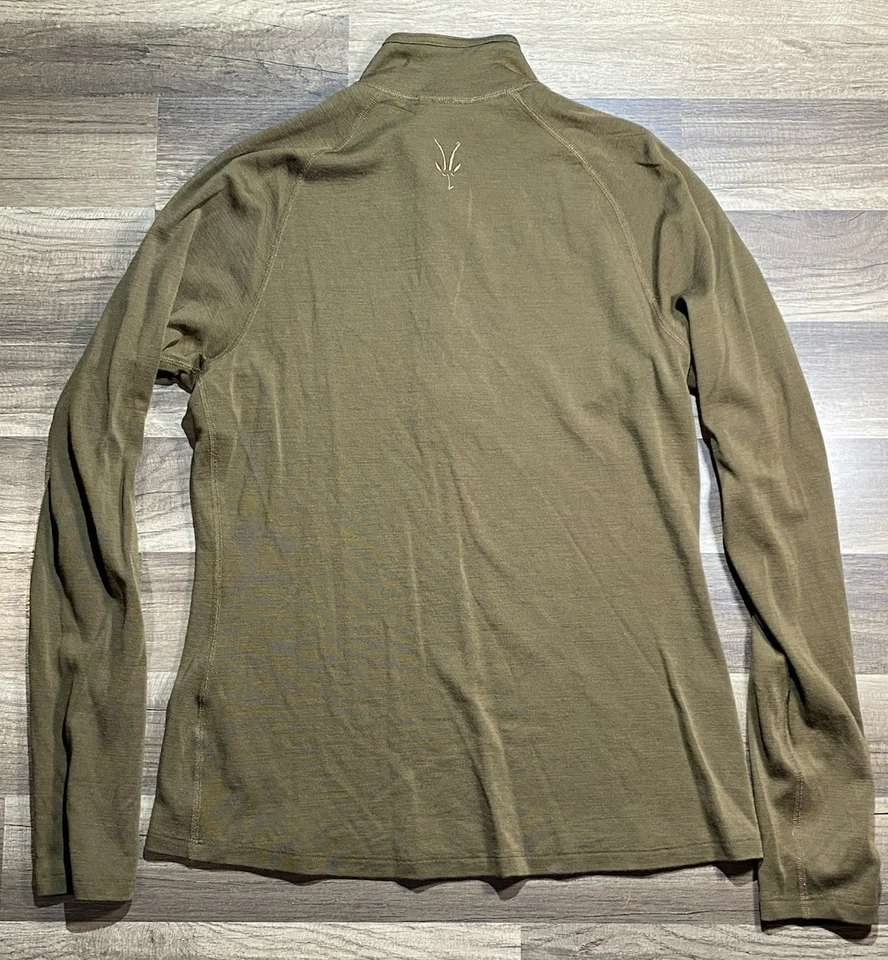 Ibex 1/4 Zip Pullover New Zealand Merino Wool Made in USA Women’s Sz Large Brown - Image 3 of 4