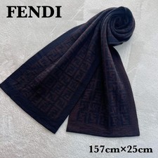 FENDI FF Zucca Scarf Muffler Wool Brown Italy From Japan Authentic