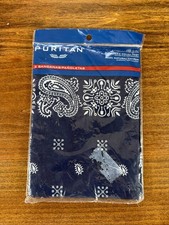 New 2 pack Bandannas Blue Paisley 100 Cotton XL 22 X 22 Made In USA