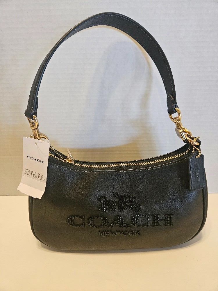 COACH CCE86 Teri Shoulder Bag With Beaded Coach Graphic Smooth