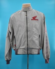 Men's VTG 70s Grey Honda Nylon Racing Jacket Sz XL 1970s Hondaline Wing Patch