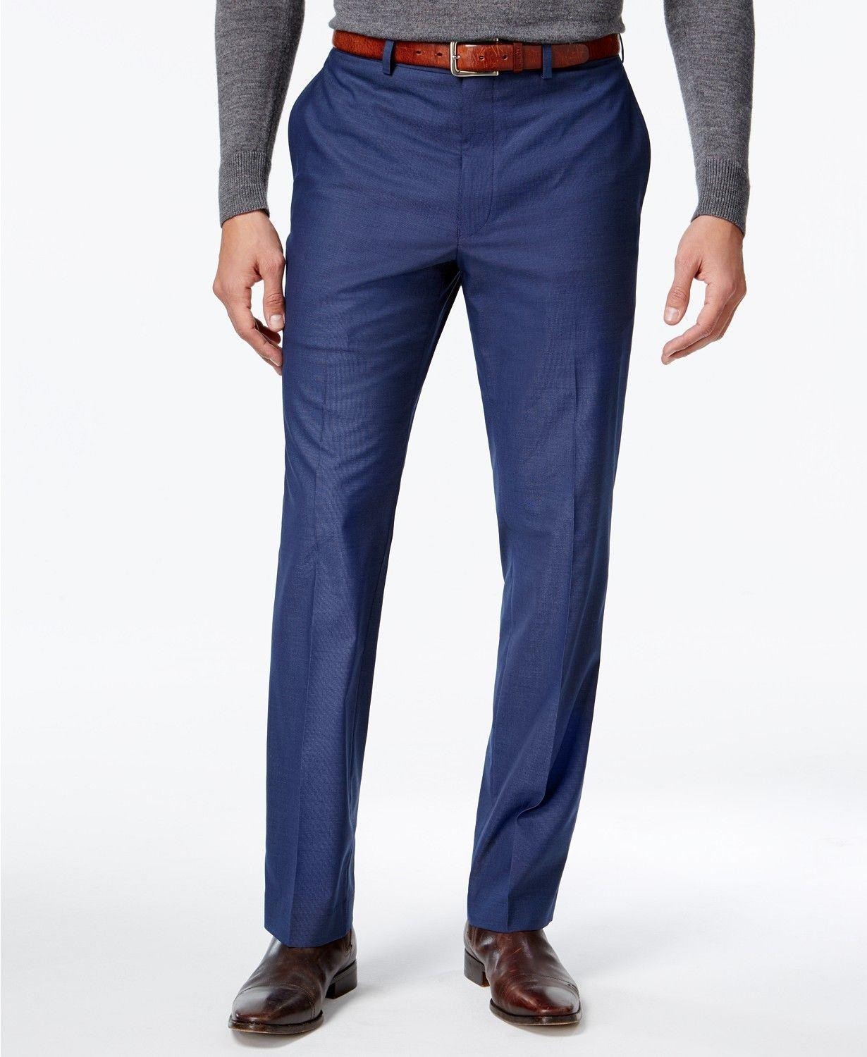 Andrew Marc Mens Modern Fit Dress Pants 37 X  34  Blue CASS2MBV0128