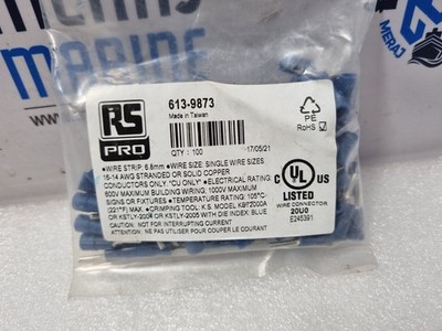 RS PRO 613-9873 Blue Pin Connector ONE PACK 100 PCS