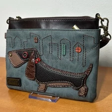 Chala  Daschund Weiner Dog Crossbody Bag Vegan Leather Adjustable Strap Purse