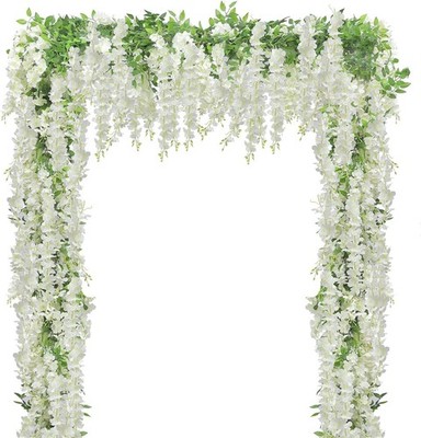 20Pcs 7.2 Ft/Piece Artificial Wisteria Garland Silk Fake White Wisteria Flowers