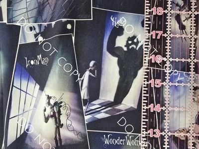 Custom 100% Cotton Woven Fabric Superhero Tim Burton Style 1/2 Yard 18x56