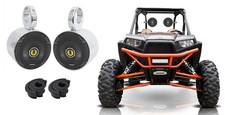 2 Kicker 5.25" 450w Polished Metal Tower Speakers For Polaris RZR/ATV/UTV/Cart