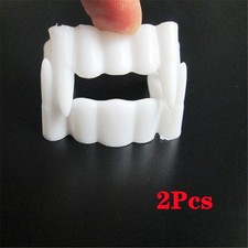 2Pcs Scary Zombie Vampire Plastic Fangs Kids White False Teeth Halloween Props