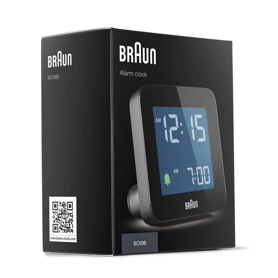 Braun BC09 Digital Alarm Clock &ndash; Reverse LCD & Crescendo Alarm (Black)