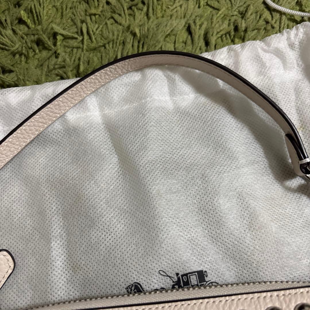 COACH Off-White Studded Shoulder Bag Leather Women's Crossbody Authentic thumbnail 5