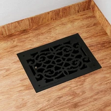 Black Floor Heat Vent Air Register Grille Cast Aluminum Duct Cover 10" H x 14" W