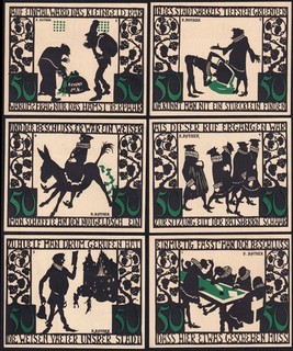 Germany Kitzingen 1921 Notgeld Lot 6 Emergency Paper Money Banknote Complete Set