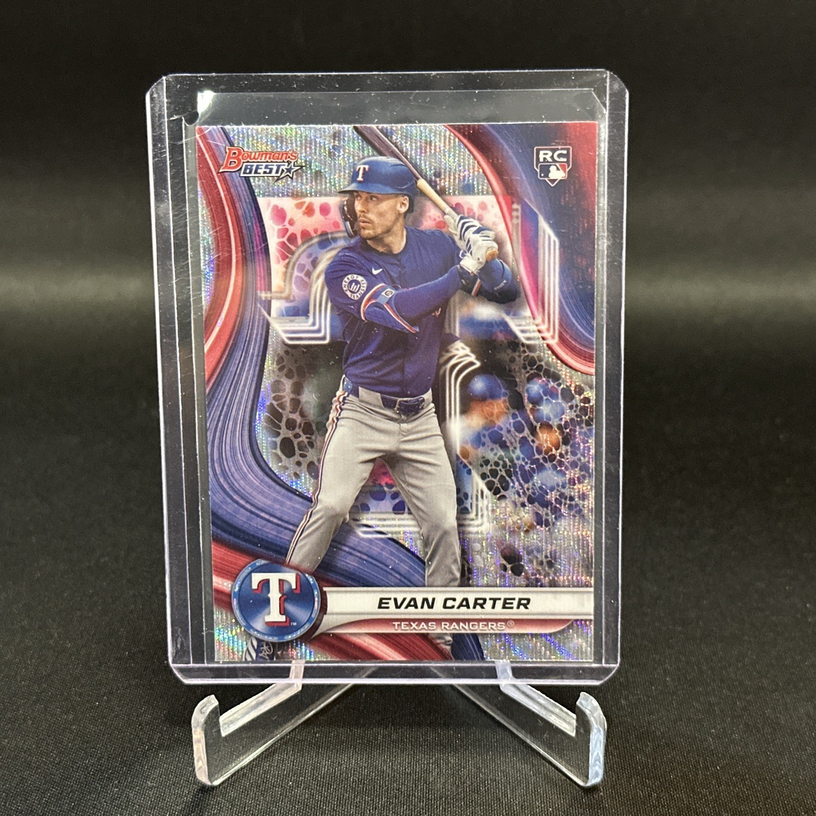 Evan Carter Wave Refractor 2024 Bowmans Best  #66 Texas Rangers