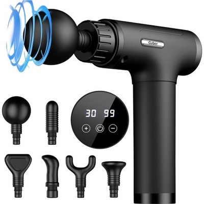 Portable Handheld Percussion Massager for Athletes - 30 Speed Levels & 6 Heads