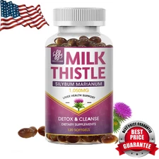 Organic Milk Thistle Extract 1000mg Extra Strength Liver Cleanse  Detox 120Caps