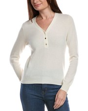 Bruno Magli Wool  Cashmere-Blend V-Neck Henley Sweater Women's
