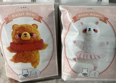 Wool Felt Kit Ballet Bear Alpaca DIY Needle Tool Craft Lot Of 2
