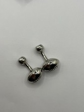 Men’s Cufflinks Silver Tone Rugby Ball Design. Fixed Back Excellent Condition