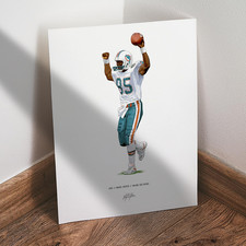 Mark Duper Poster Miami Dolphins Football 8x10 Illustration Art Print
