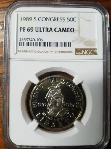 1989 S 50C Congress Bicentennial Commemorative Half Dollar NGC PF69 Ultra Cameo