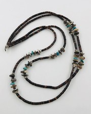 Vtg Santo Domingo Kewa Olive Shell & Abalone Heishi Bead Double Necklace 30