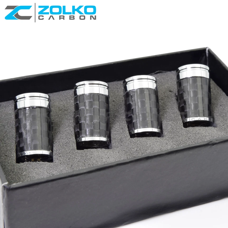 TAPAS DE VÁSTAGO DE VÁLVULA DE FIBRA DE CARBONO NEUMÁTICO DE RUEDA PARA CADILLAC VC08 - VENDEDOR DE EE. UU. Foto 4 de 4