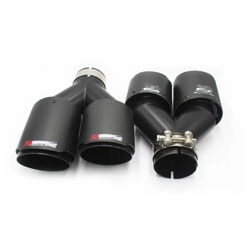Pair Fit for Akrapo--- Real Carbon Fiber 2.5" ID Car Exhaust Tip Dual Pipes End - Image 4 of 4