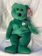 TY Beanie Baby “Erin” the Bear 1997 Green Bear White Four Leaf Clover with Tags