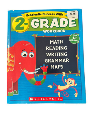 Scholastic Success With 2nd Grade Workbook Paperback Stickers Math Reading Maps