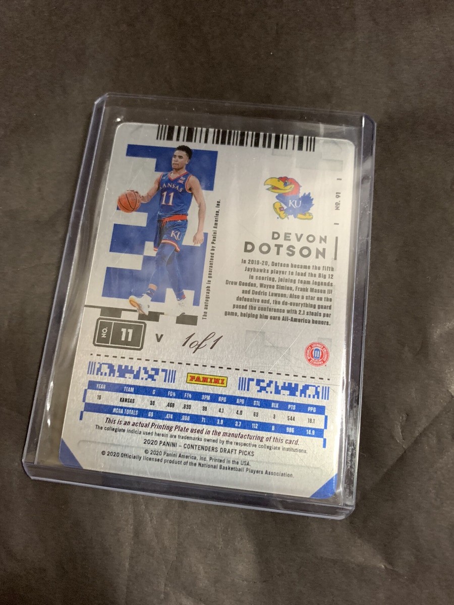 DEVON LOGOMAN NBAカード　RC DOTSON Sports NBC - draft NBA for declares Dotson Devon guard Kansas 2/5 その他