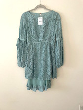 Free Peolpe Lace Mini Dress Blue S