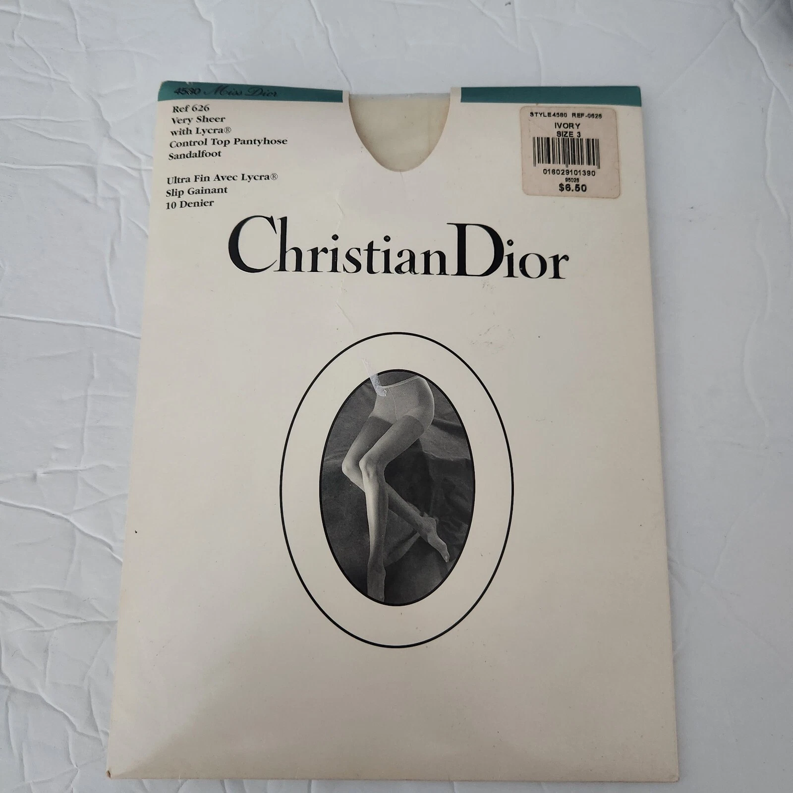 Collant Christian Dior Control Top très transparent taille 3 ivoire pied sandal