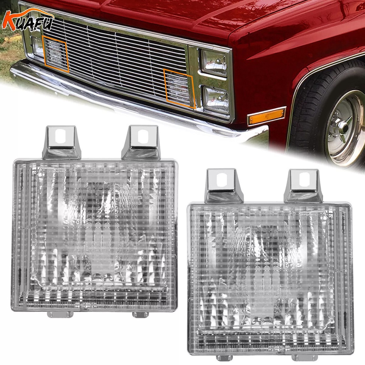 2X Front Turn Signal Parking Light Corner Lamp For 83-91 Chevy GMC