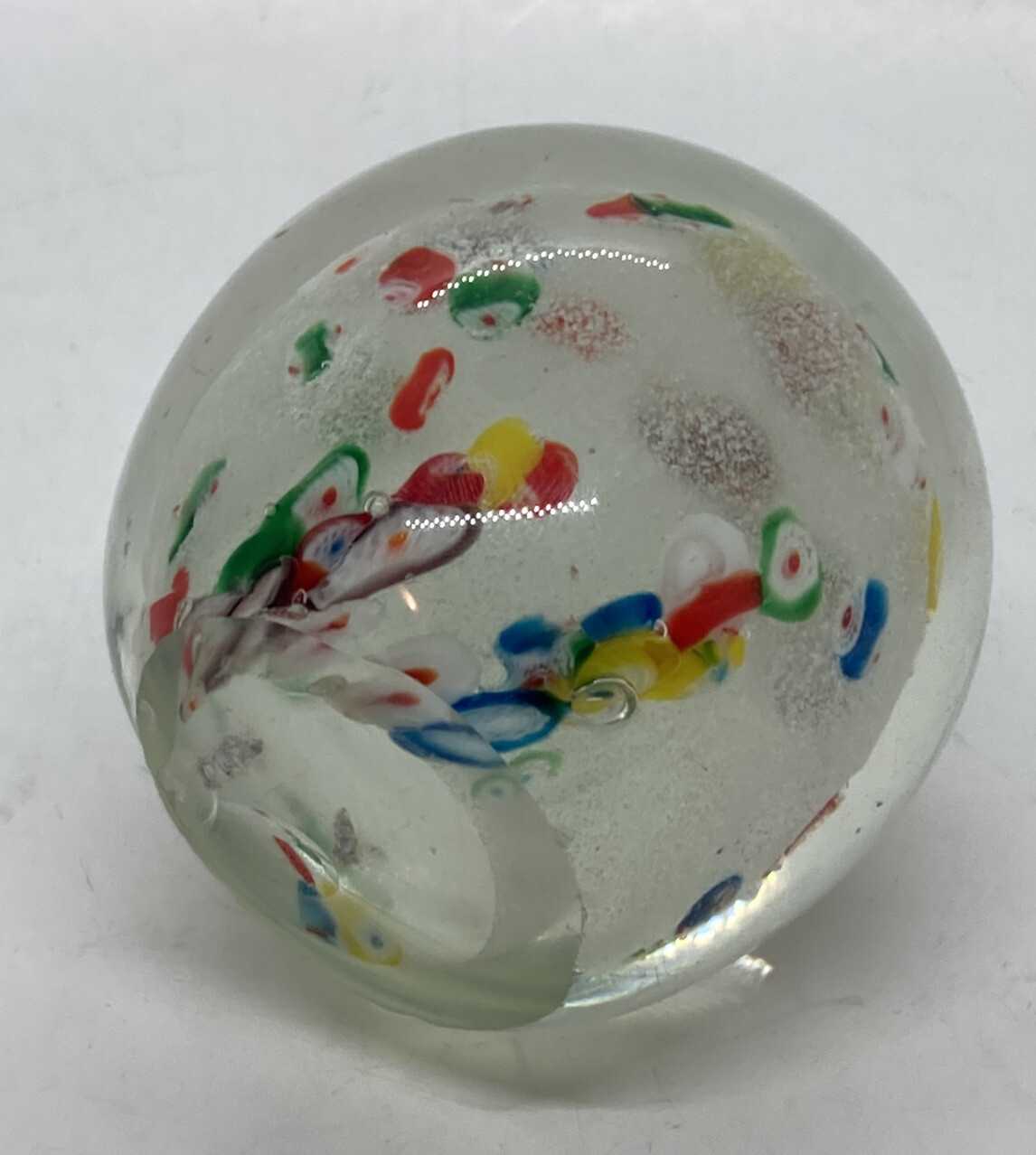 Vintage Translucent Crystal Glass Paperweight Frosty Snow Colorful Art ...