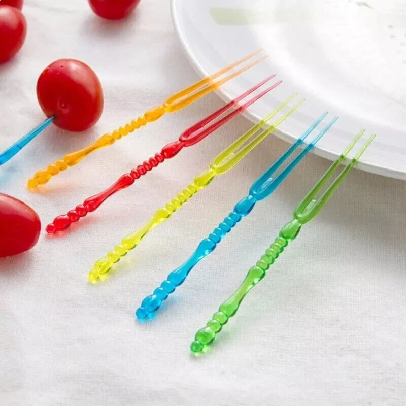 20-100Pcs Fruit Forks Multi Colours Party Forks Cocktail Cake Forks Decoration - Image 4 of 4